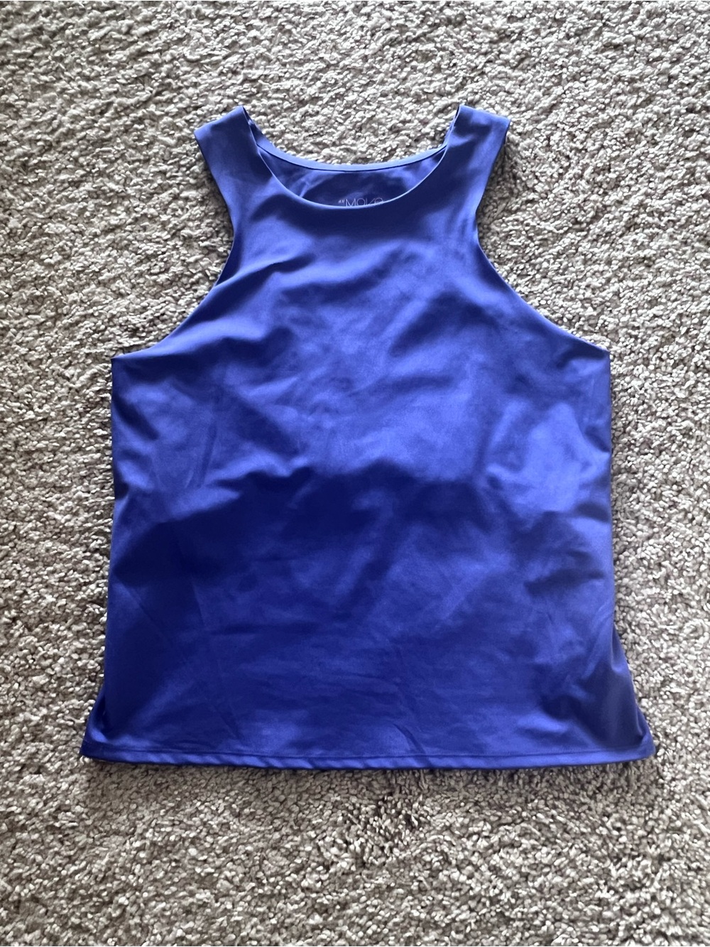 H&M Royal Blue High Neck Racerback Tank Shelf-Bra